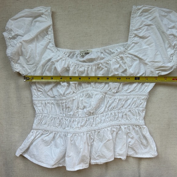 Sim & Sam Crop Top Women's‎ Small White Peasant Puff Sleeve Milkmaid - Picture 4 of 5